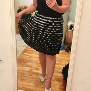 Black and white polka dot PLEATED skirt